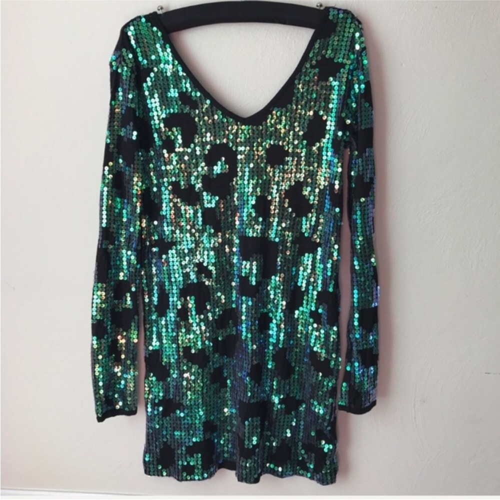 silence + noise Leopard Sequin Mini Dress